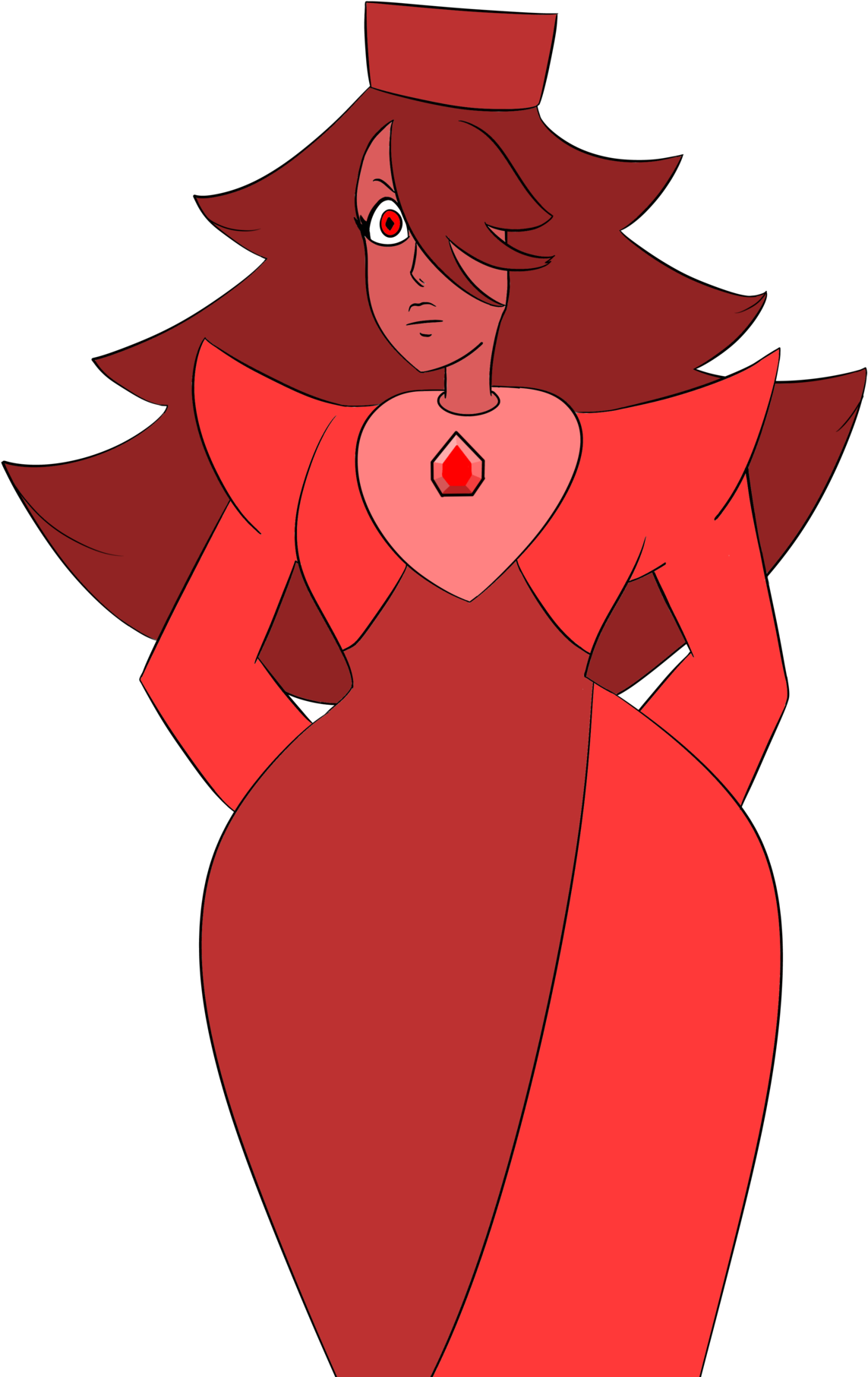 Synthetic Red Diamond And Her Pearl - Cartoon (1280x1883), Png Download