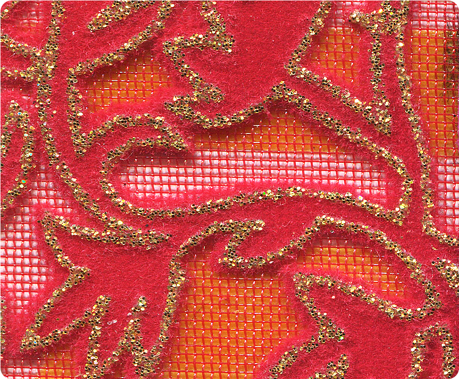 143 Gold Leaf Velvet Red Mesh Fabric Swatch - Cross-stitch (1100x825), Png Download