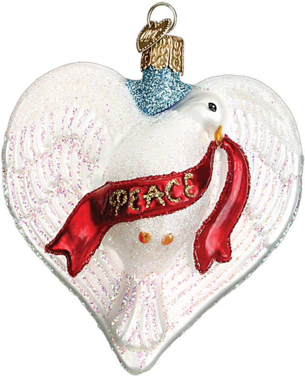Old World Christmas Peace Dove Heart Glass Ornament - Old World Christmas Ornament (900x900), Png Download