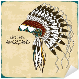 Illustration With Native American Indian Chief Headdress - Indian Lion Face Tattoo Designs (400x400), Png Download