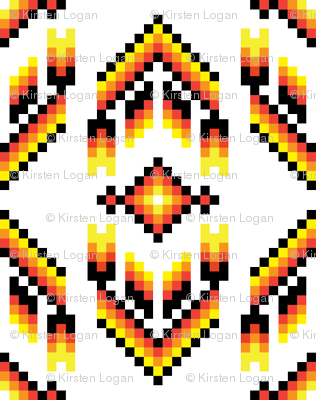 Native American Digital Bead Pattern Black Orange And - Yellow (316x400), Png Download