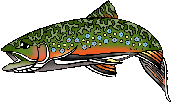 United States Clip Art By Phillip Martin - Brook Trout Michigan State Fish (648x404), Png Download