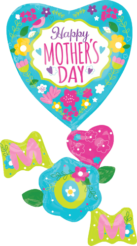 Clipart Balloons Mothers Day - Happy Mothers Day Balloons Clipart (278x500), Png Download