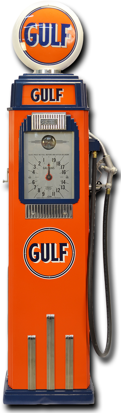 Tokheim 36b Clockface Pump - Gulf Oil (500x1468), Png Download