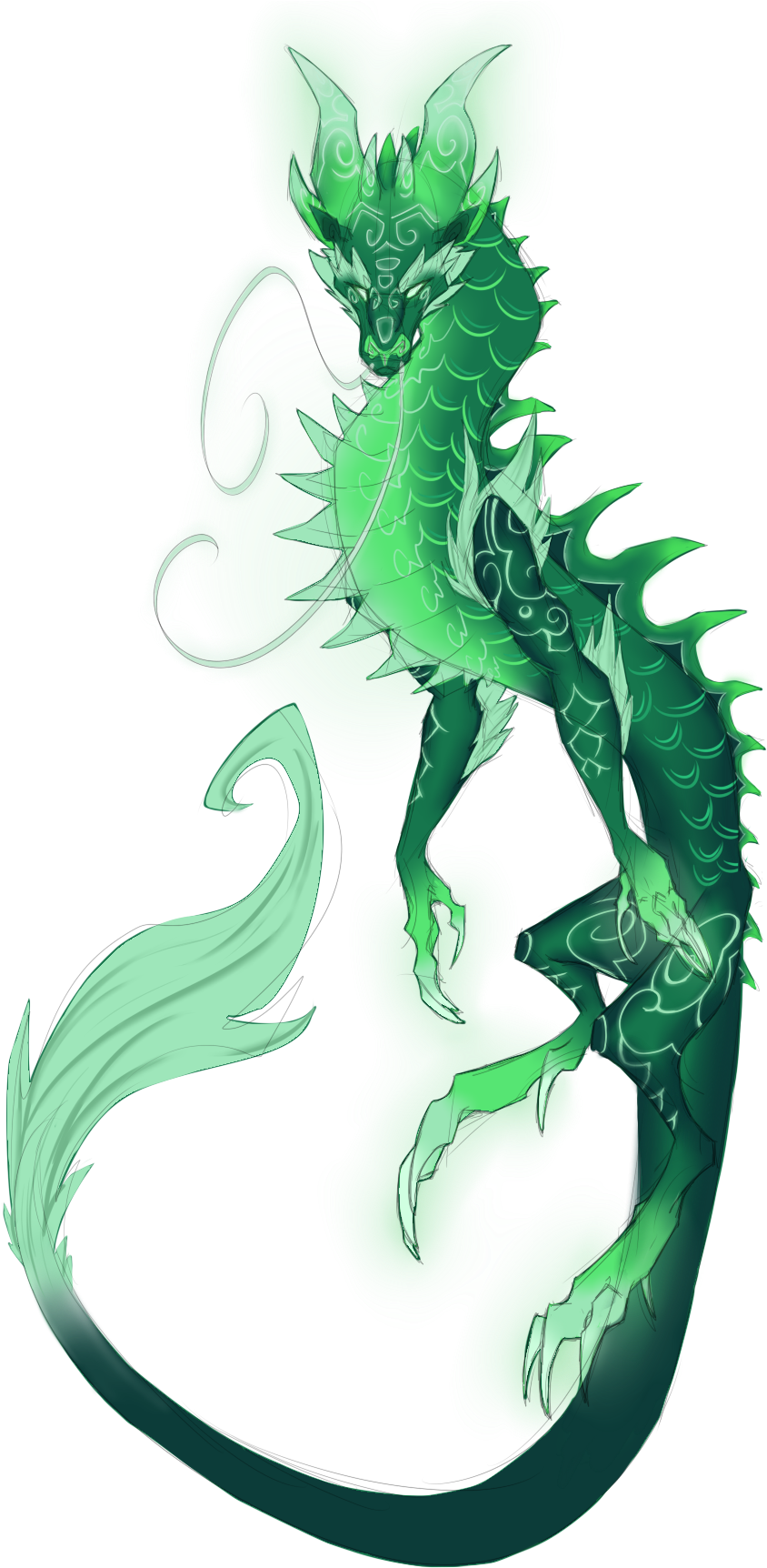 “ Made A Translucent Version ” - Yu Lon Tattoo (1025x1785), Png Download