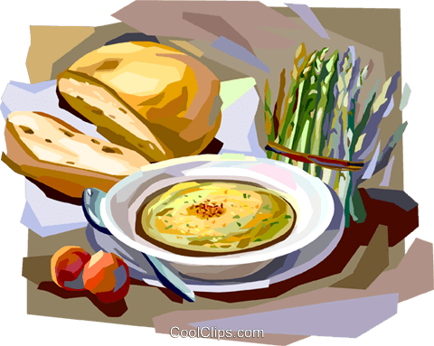 French Lunch With Soup And Fresh Bread Royalty Free - Soup And Bread Free Clipart (480x383), Png Download