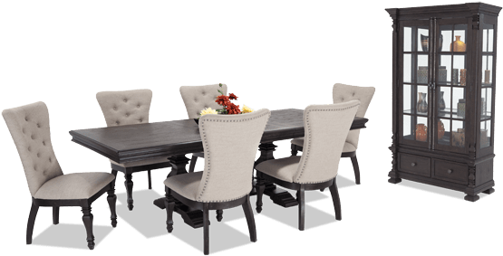 Riverdale - Dining Table With Large Upholstered Chairs (595x376), Png Download