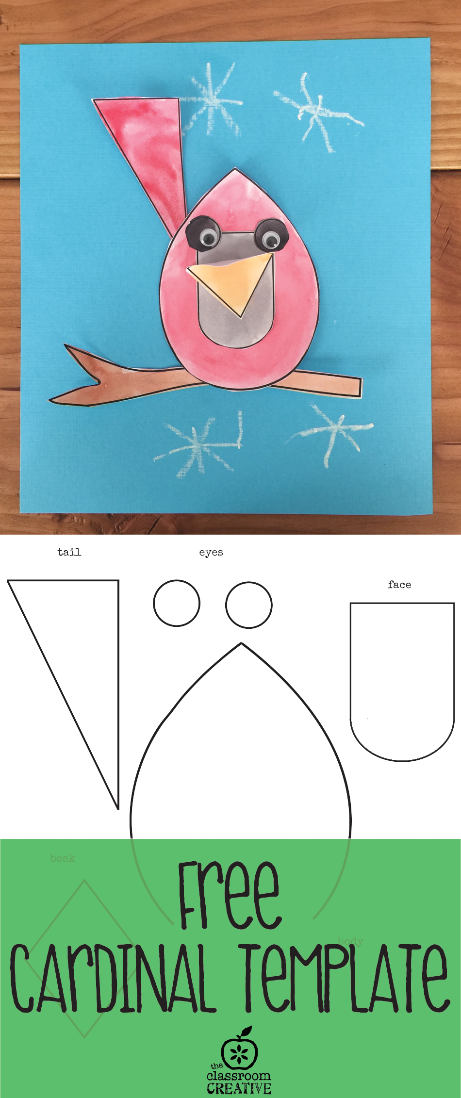 Cardinal Craft And Template Activity - Art (950x2263), Png Download