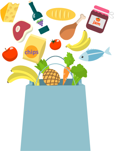 Groceries Cartoon Png (400x519), Png Download
