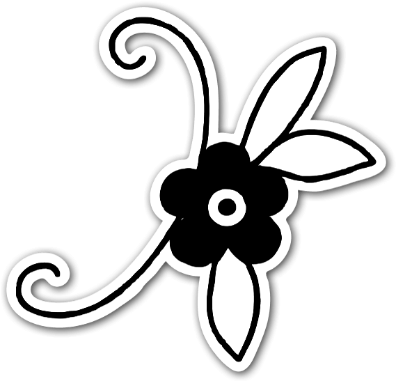 Cute Black Flower Sticker - Flower (600x581), Png Download