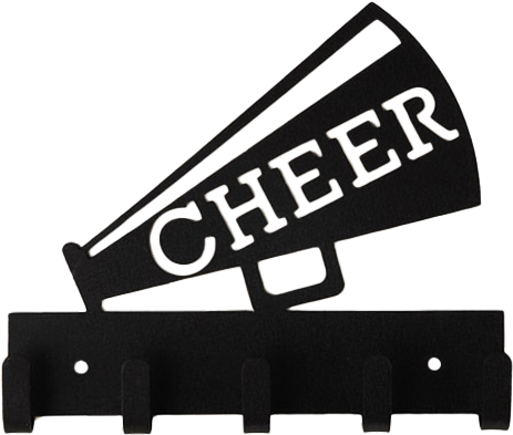 Cheer Megaphone Black 5 Hook Medal Display Hanger - Sports (490x400), Png Download