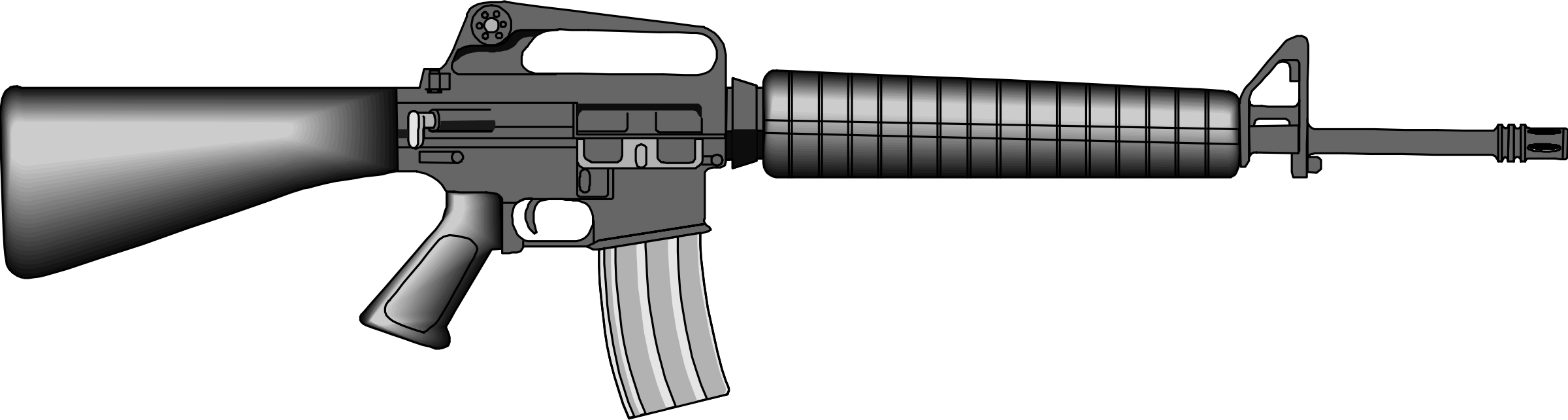 Clip Art Library Download Weapon M Assault Ak Usa Png - M16 Clipart (2400x642), Png Download