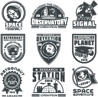 Set Of Vector Badges Space - Vintage Space Race Vectors (360x360), Png Download