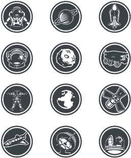 Set Of Vector Round Badges Space - Tablero Twister Para Imprimir (360x360), Png Download
