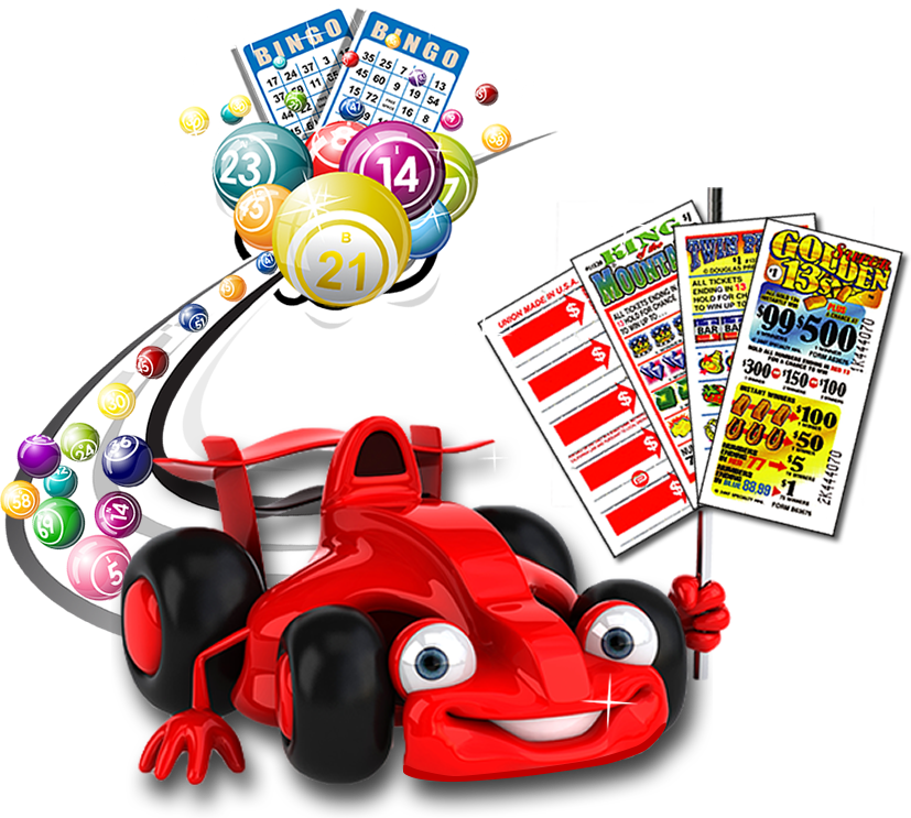 Happy Red Race Car Followed By Bingo Balls And Cards (827x743), Png Download