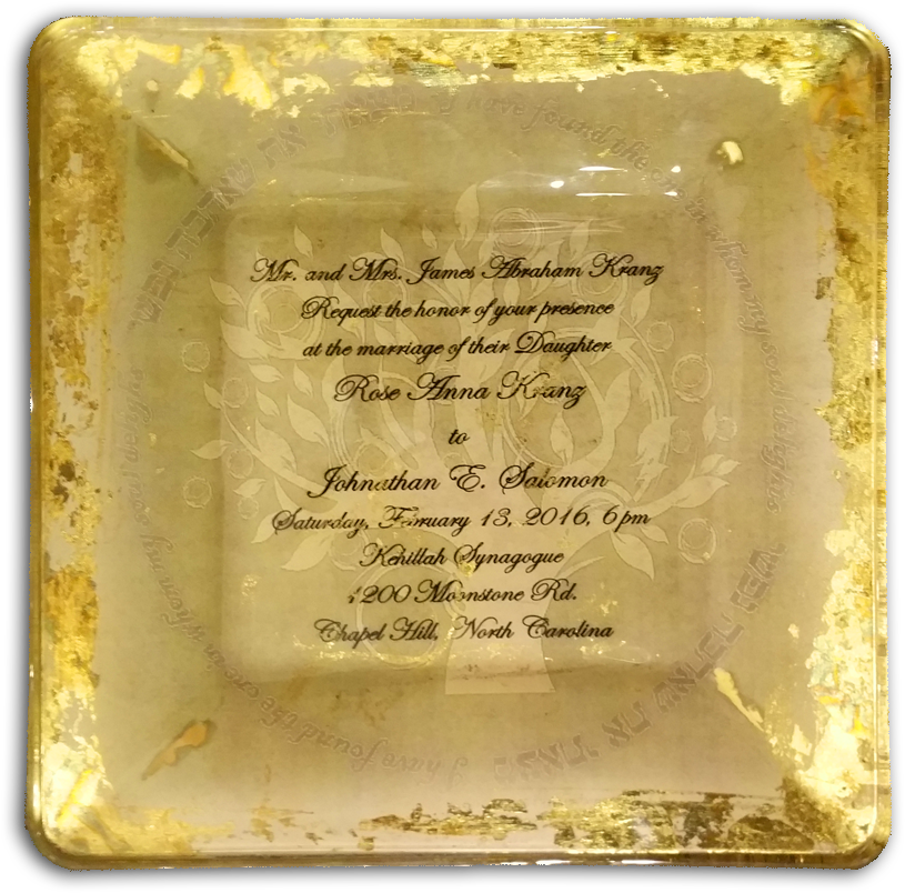 Personalized Glass Wedding Plate With Gold Leaf Accent - Commemorative Plaque (864x853), Png Download