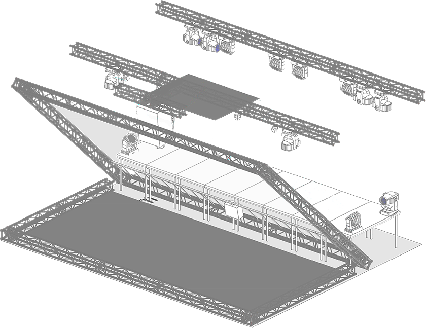 Musion Eyeliner Flying Setup Schematic - Hologram Video Projection Installation (840x647), Png Download