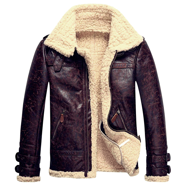 Winter Leather Jacket Mens (600x600), Png Download