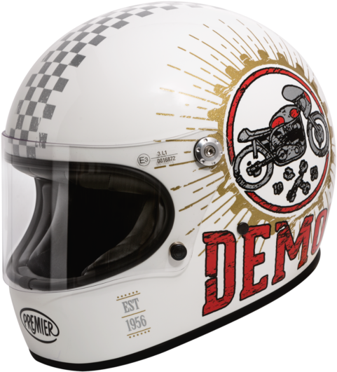 Full-face Helmet Vintage Premier Trophy Speed Demon - Motorcycle Helmet (640x640), Png Download