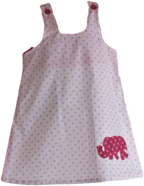 Pinafore Dress White/blue Dot Pink - Polka Dot (500x650), Png Download