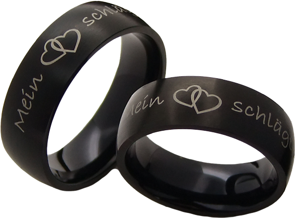 2 Black Rings Stainless Steel - Bangle (800x600), Png Download