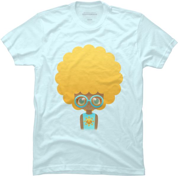 Summer Afro Girl Wearing Glasses - T-shirt (650x650), Png Download