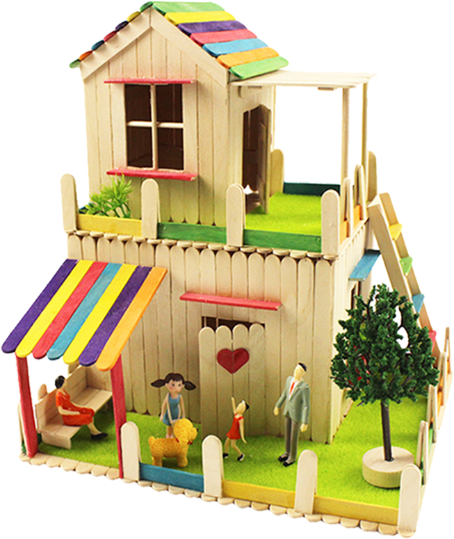 Ice Cream Bar Handmade Material Popsicle Stick Diy - Dollhouse (800x800), Png Download