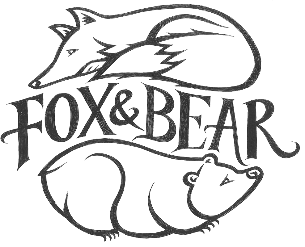 Fox And Bear Photography - Bear And Fox Line Art (1000x805), Png Download