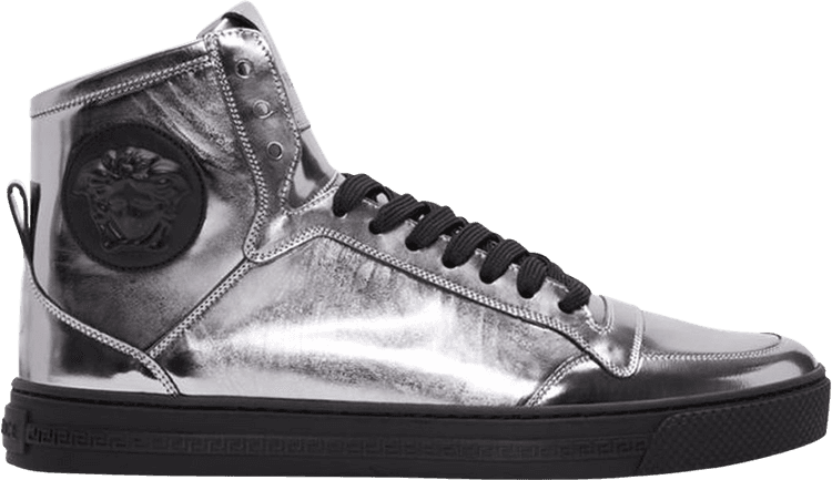 Versace Medusa Metallic Palazzo High Top - Silver High Top Versace Sneaker Men (750x433), Png Download