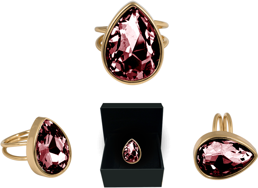 Ioaku Drop Ring Gold Wine Red - Ring (1000x880), Png Download