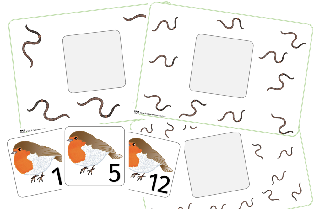 Free Winter Robin Number Worms Printable Early Years/ey (1000x667), Png Download