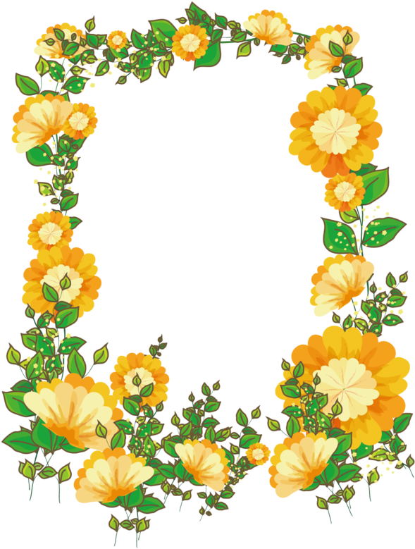 Picture Flower Painted Frame Material Hand Vector - Floral Borders Design Png (800x800), Png Download
