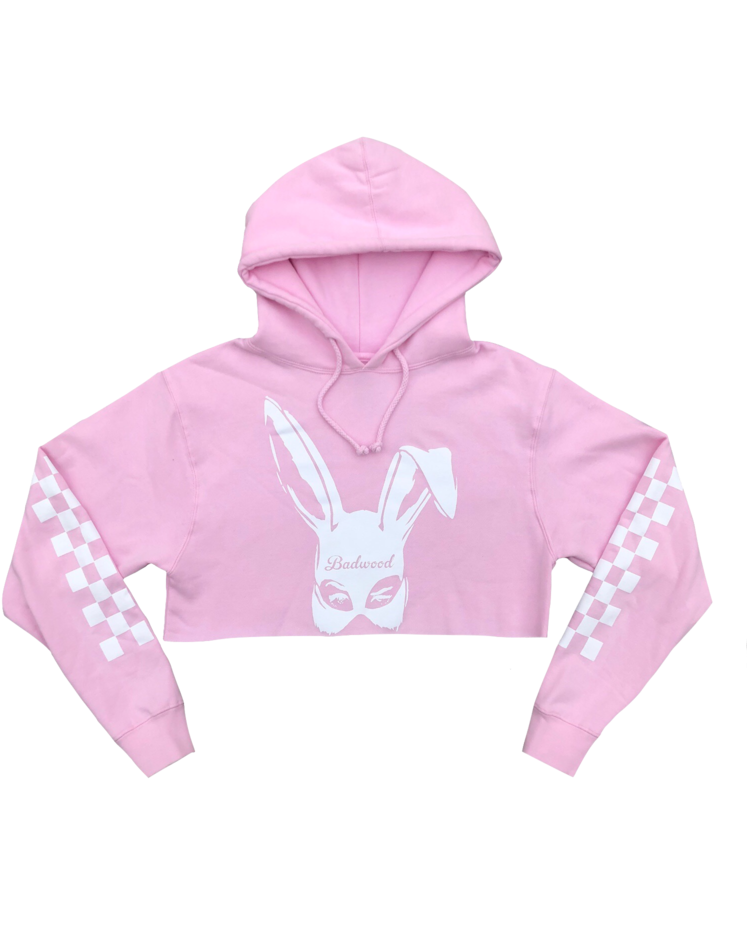 Bad Bunny Cropped Hoodie In Baby Pink - Sweatshirt (768x1024), Png Download