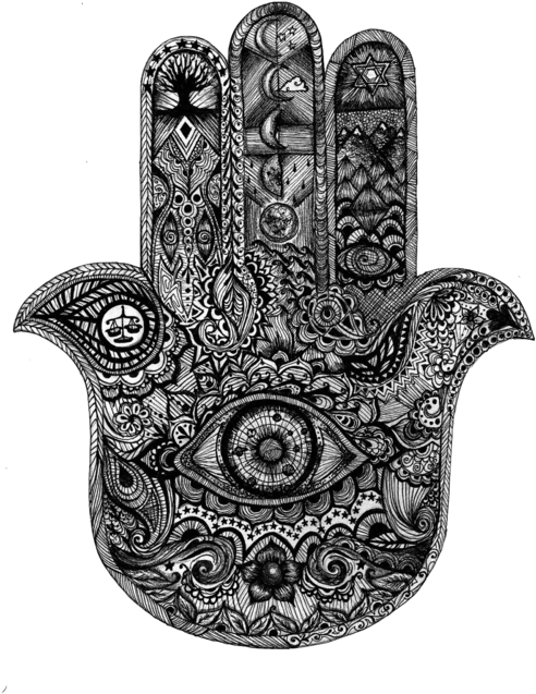 Hand With Eye Symbol (500x694), Png Download