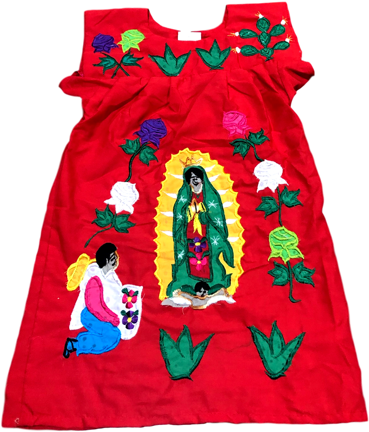 Apparel Dress Mexican Embroided Flowers Virgen De Guadalupe - Christmas Decoration (961x1280), Png Download