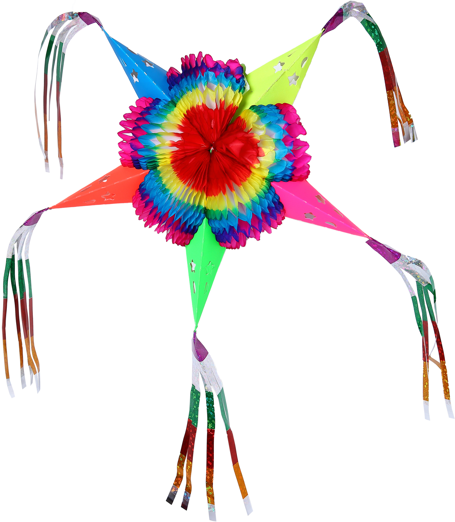 Colorful Star Mexican Piñata Foldable Cardboard Party - Illustration (1785x2048), Png Download