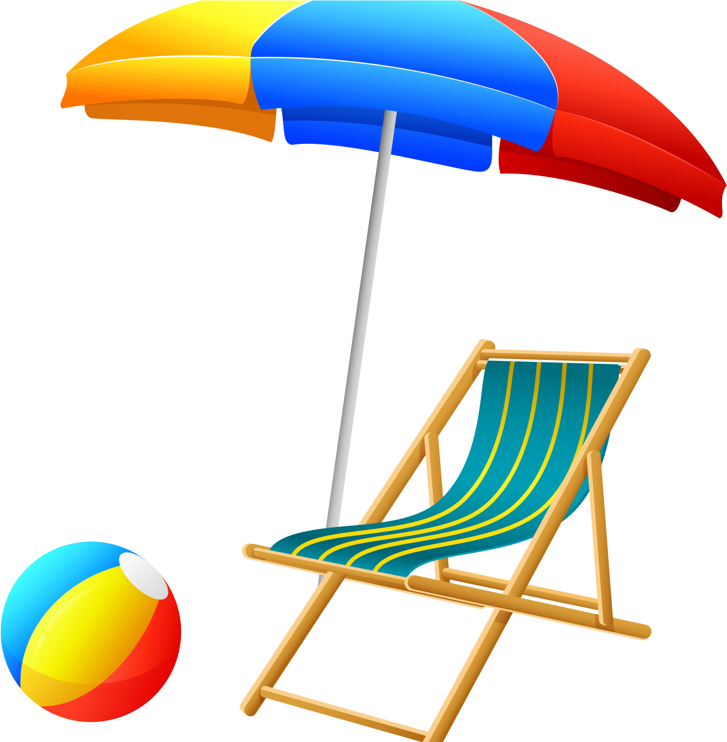 Beach Umbrella Clip Art - Transparent Beach Equipment (1500x1500), Png Download