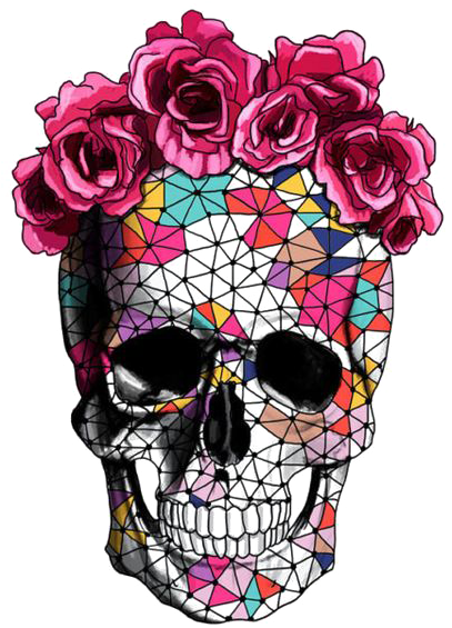 Flower Skull Calavera Crown Creative Rose Clipart - Flower Skull Png (564x564), Png Download