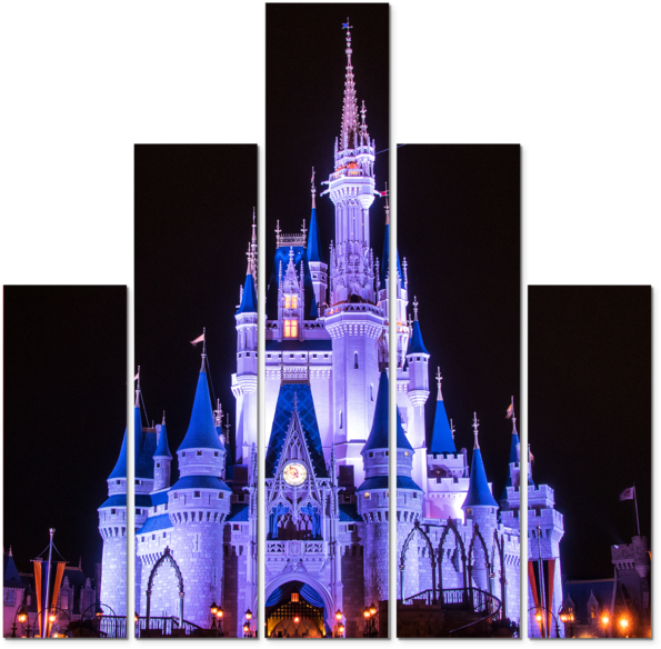 5 Piece Disney Canvas Art - Disney World, Cinderella Castle (600x600), Png Download
