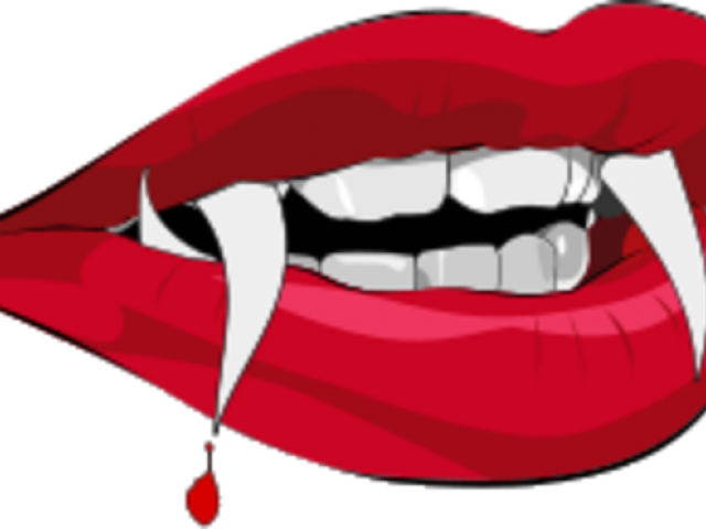 Drawn Teeth Plastic Vampire Tooth - Vampire Teeth Cartoon (640x480), Png Download