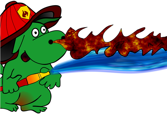 Blue Dragon Clipart Fierce Dragon - Dragon Putting Out Fire (678x505), Png Download