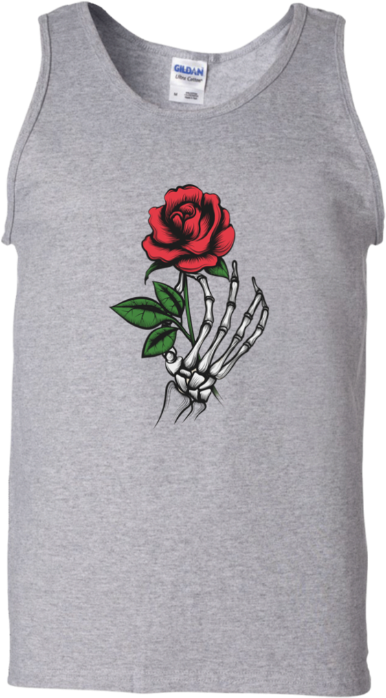 Skeleton Hand Rose 100% Cotton Tank Top - Shirt (1024x1024), Png Download