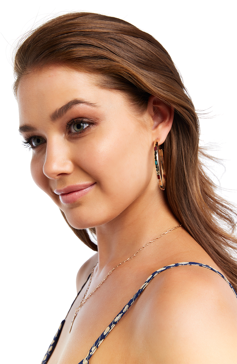 Multi Colour Hoop In Colour Gold Earth - Girl (1000x1500), Png Download