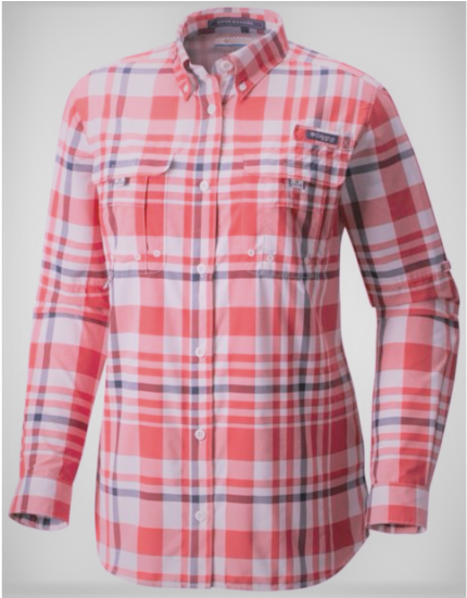 Columbia Pfg Super Bahama Women's Long Roll Up Sleeve - Plaid (640x550), Png Download