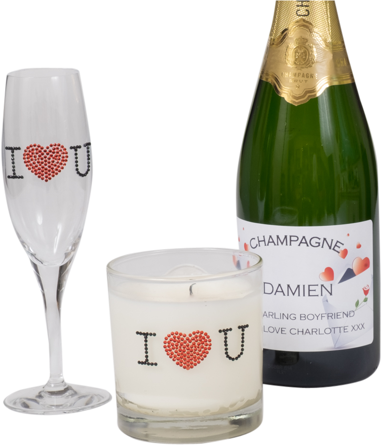 Valentines Day Personalised Prosecco Gift Set - Wine Glass (960x960), Png Download