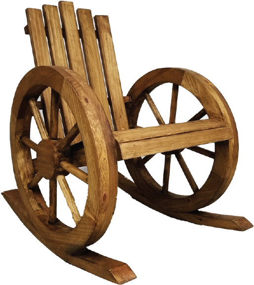 Wagon Wheel Rocking Chair 28"w X 36"d X 41"h - Wood (800x617), Png Download