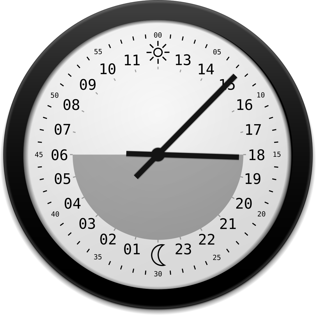 Sun Clocks - 24 Hour Analog Clock (1085x1083), Png Download