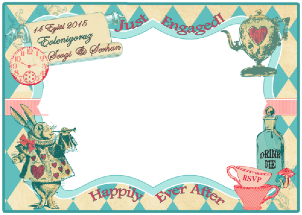 Alice In Wonderland Border - Alice In Wonderland Frame Clipart (1000x1000), Png Download