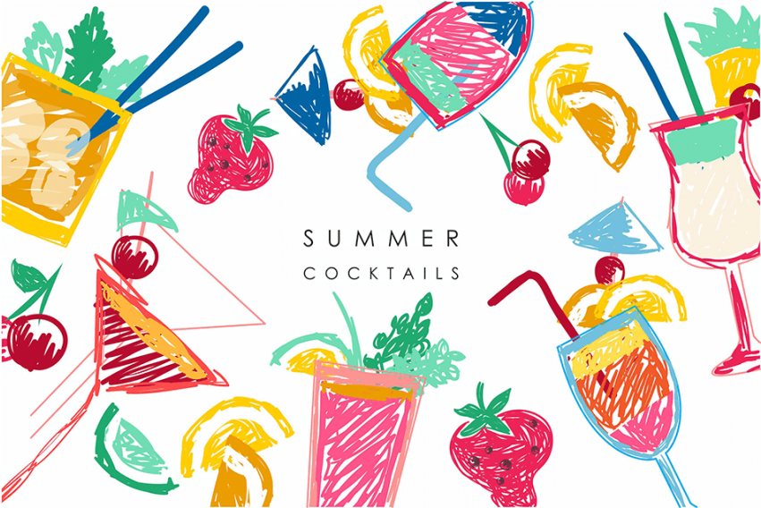 Serving Tray / Desk Tray, Brown Border, - Cocktail (850x850), Png Download