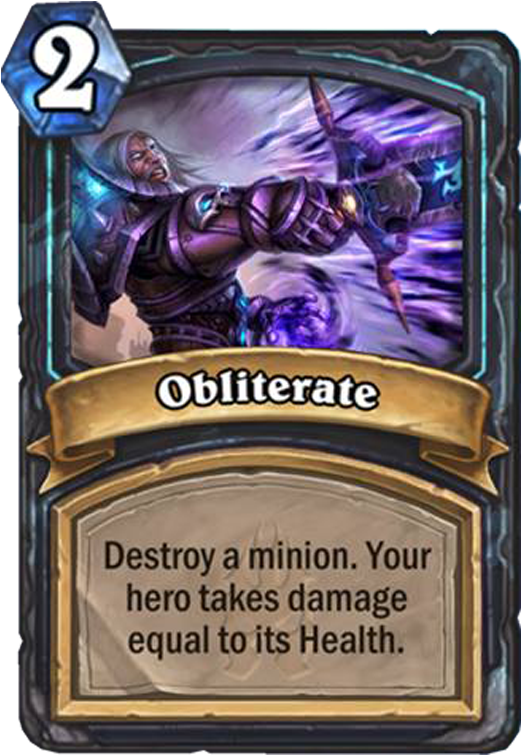 Obliterate Card - Roll The Bones Hearthstone (567x811), Png Download